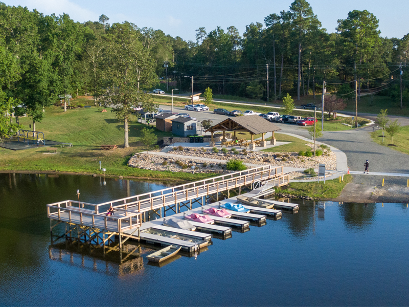 Dock at Lake Rogers Park in use