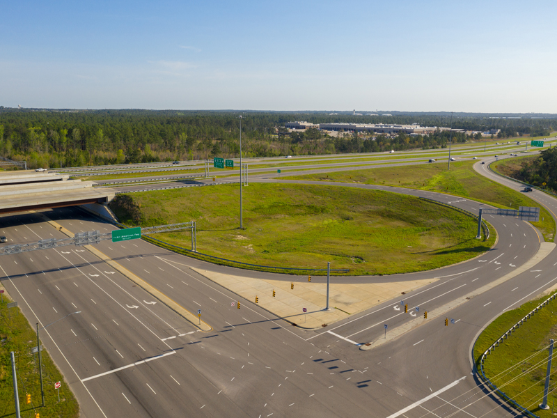 Aerial photo of the completed NCDOT Fayetteville Outer Loop