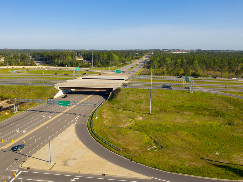Aerial photo of the completed NCDOT Fayetteville Outer Loop