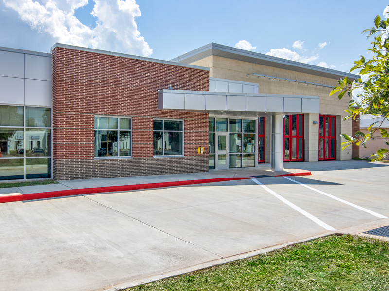 Charlotte Fire Station #43 exterior entrance from a distance