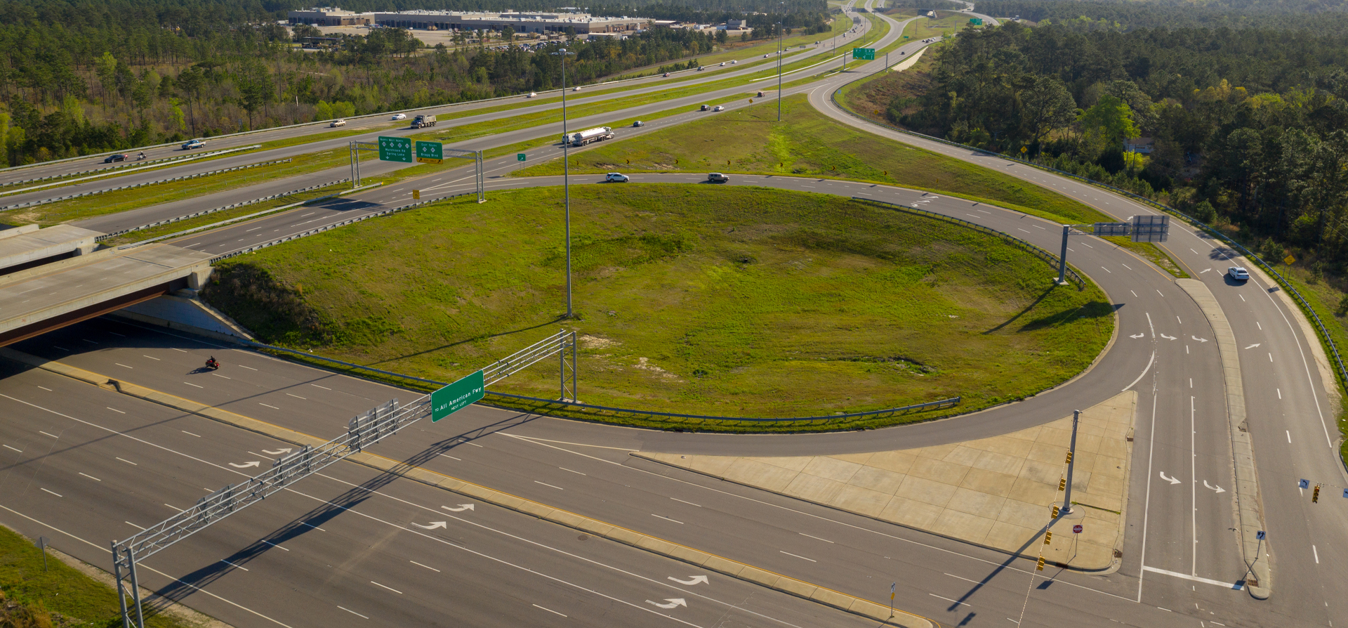 Aerial photo of the completed NCDOT Fayetteville Outer Loop