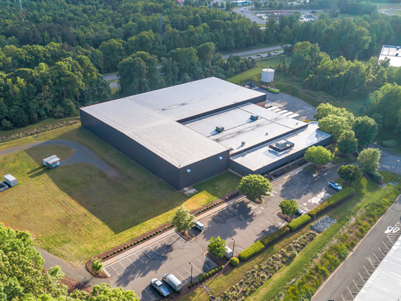 External aerial view of the mid-Atlantic STIHL warehouse addition.