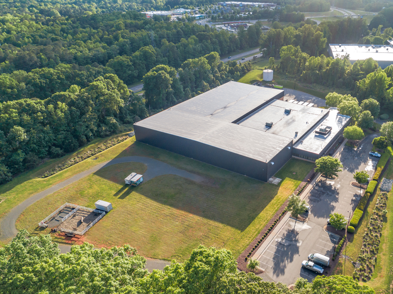 Mid-Atlantic STIHL Warehouse aerial shot showing the entire building and surrounding landscape.