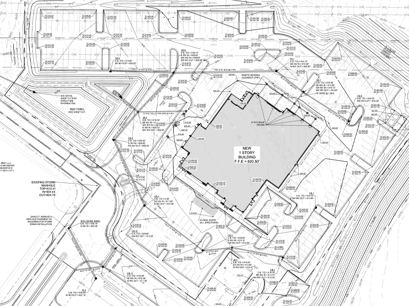 Highway 86 Development plans featuring parking lots and the building site for the multi-brand dealership.
