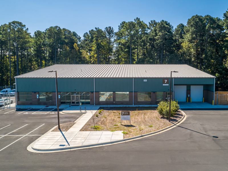 Head-on photograph of the Durham Tech Facility