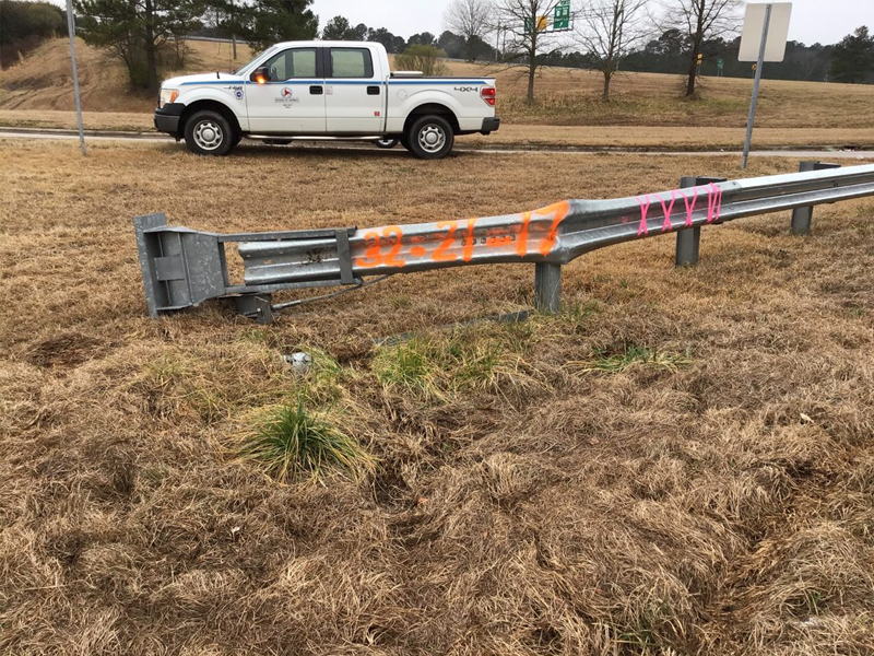 Guardrail designated for repairs.