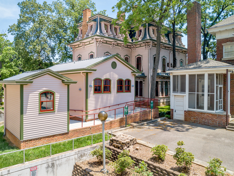 Heck-Andrews House Renovation as shown from the back, showing access points and accessibility ramp.
