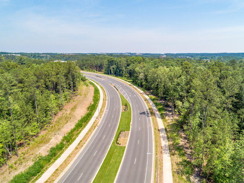 photo of the McCrimmon Parkway bending around the side.